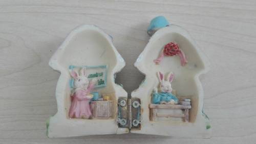 Miniature (Bunny Family) Mushroom House - height 8cm. width 5cm depth 5cm