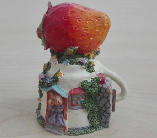 Miniature Teapot House Ornament (Mouse Family) - height 8cm. width 7cm. depth 5cm.