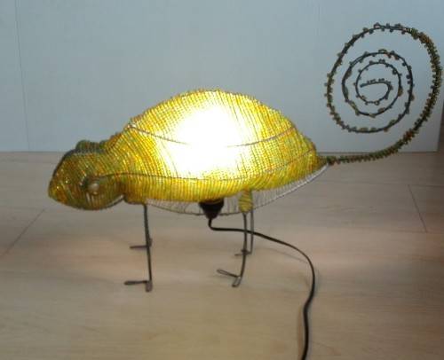 Beaded Wire Gecko Lamp
