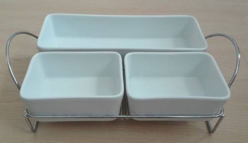 Divided Serving Dish on a Metal Stand