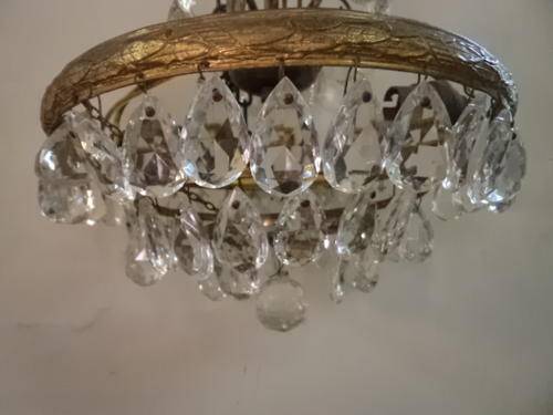 Antique Brass and Crystal Chandelier