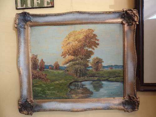 Beautiful Framed Landscape Painting by B. Black (1954)