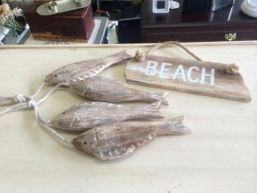 Wooden Fish & Beach Sign Display