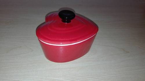 Small Red Heart Shaped Lidded Dish
