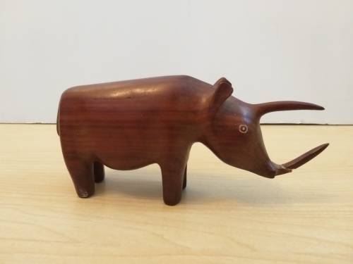 Wooden Rhino Figurine