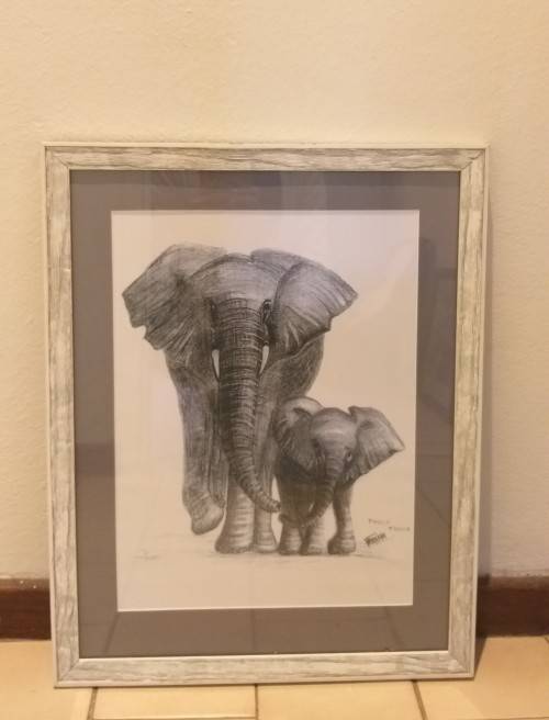 Framed Elephants Print