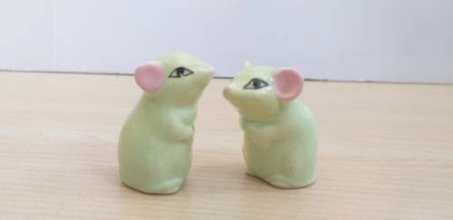 Set of 2 Miniature Mice Figurines