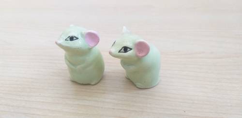 Set of 2 Miniature Mice Figurines