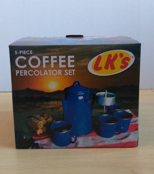 5 Piece Set Enamelware Percolator with 4 Cups