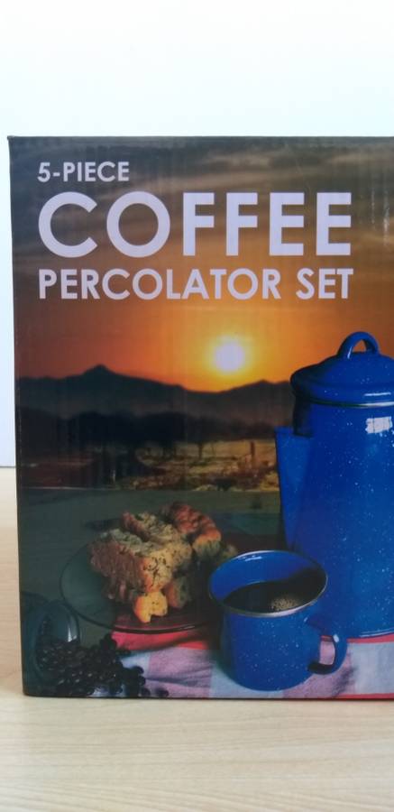 5 Piece Set Enamelware Percolator with 4 Cups