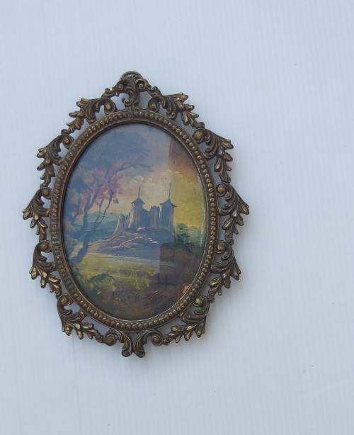 Vintage Oval Brass Frame