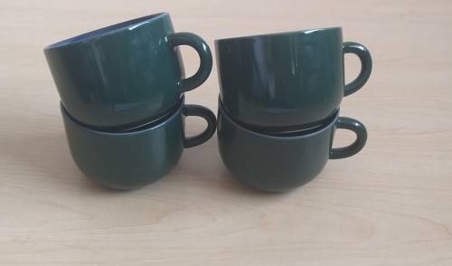 Set of 4 Green Teacups (no saucers)