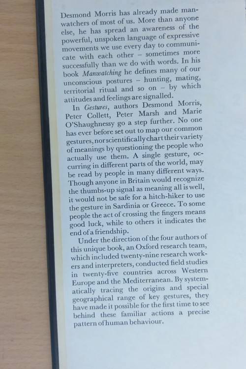 Gestures, Their Origins and Distribution by Desmond Morris, Peter Collett, Peter Marsh (Hardcover)