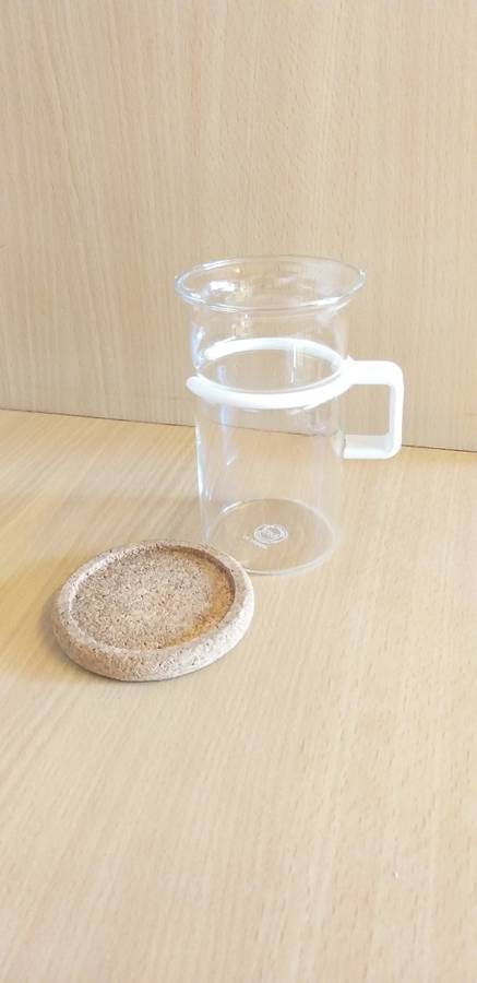 Bodum Danish Glass Mug with White Handle and Cork Coaster