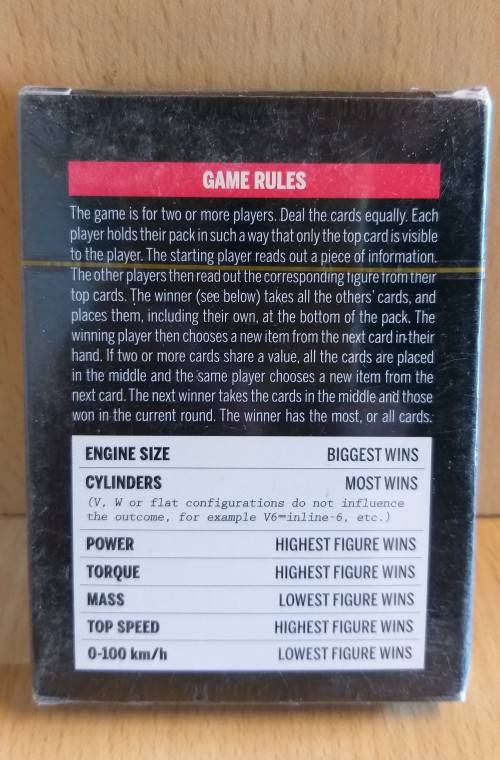 Pack of Car trump Cards - Icons of Motorsport (Sealed Pack)