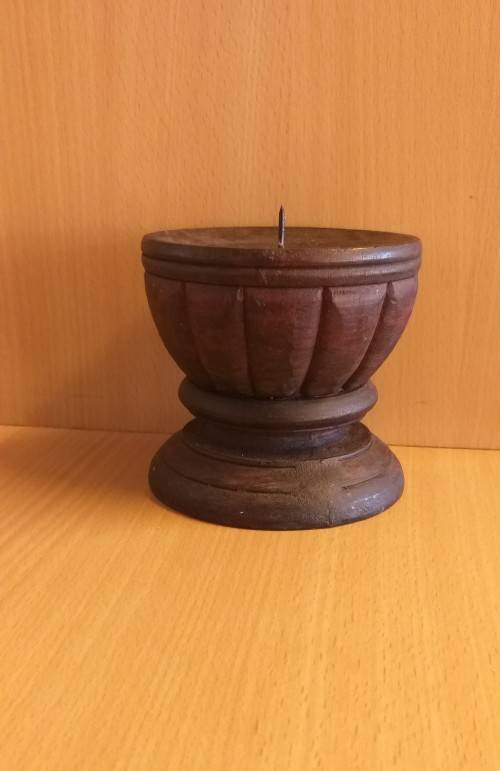 Wooden Candle Holder - height 10cm. width 11cm