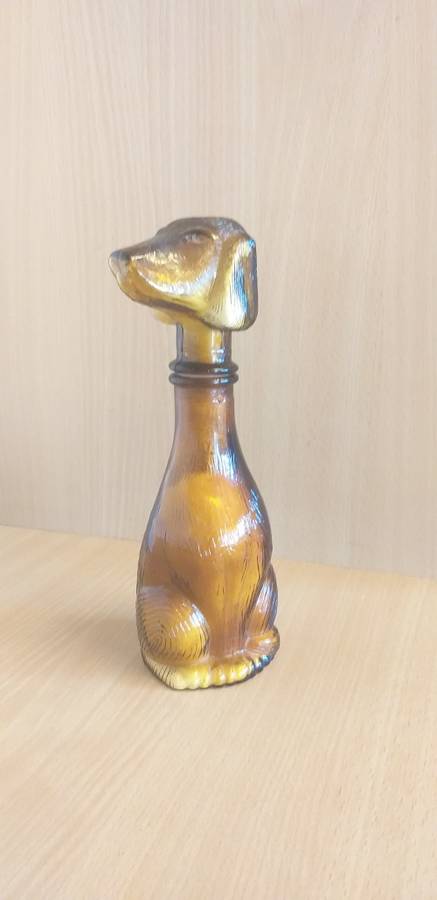 Amber Dog Figurine Decanter