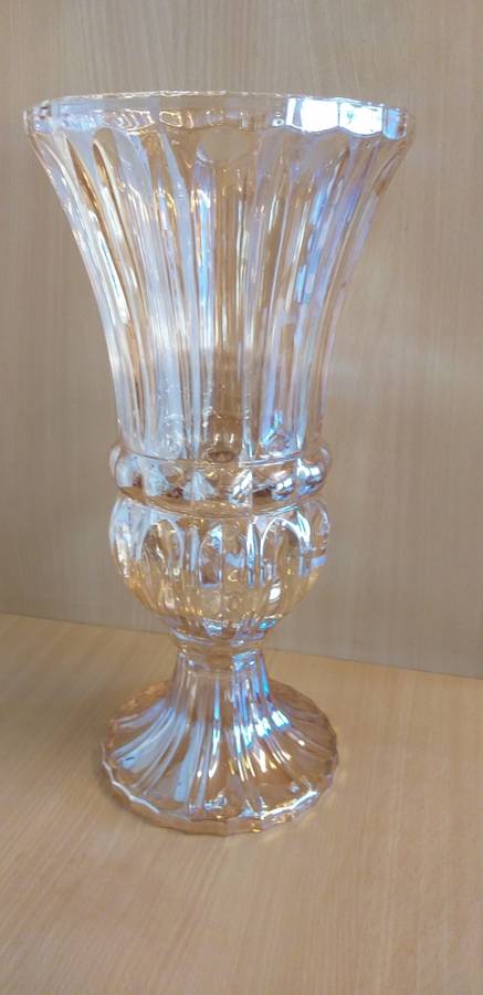 Large Vintage Peach Tone Carnival Glass Vase