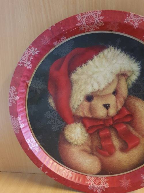 Round Santa Teddy Bear Serving Tray