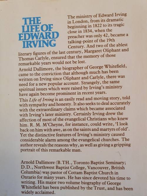 The Life of Edward Irving - The Fore-Runner of the Charismatic Movement: Arnold Dallimore -Hardcover