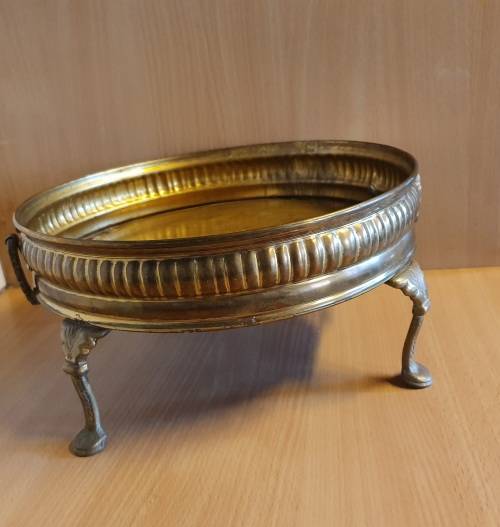 Footed Brass Tray - width 30cm
