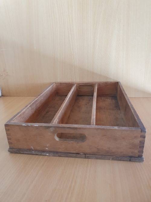Vintage Wooden Cutlery Tray - 32cm x 23cm