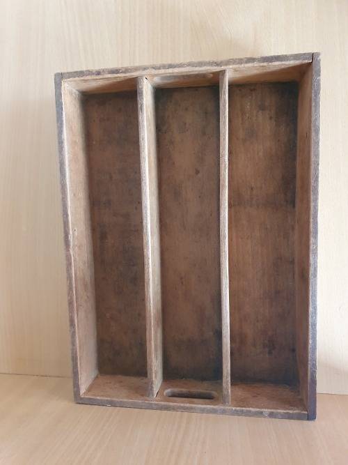 Vintage Wooden Cutlery Tray - 32cm x 23cm