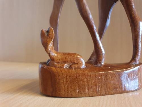 Wooden Impala Mother &  Baby Figurine - height 30cm. width 13cm