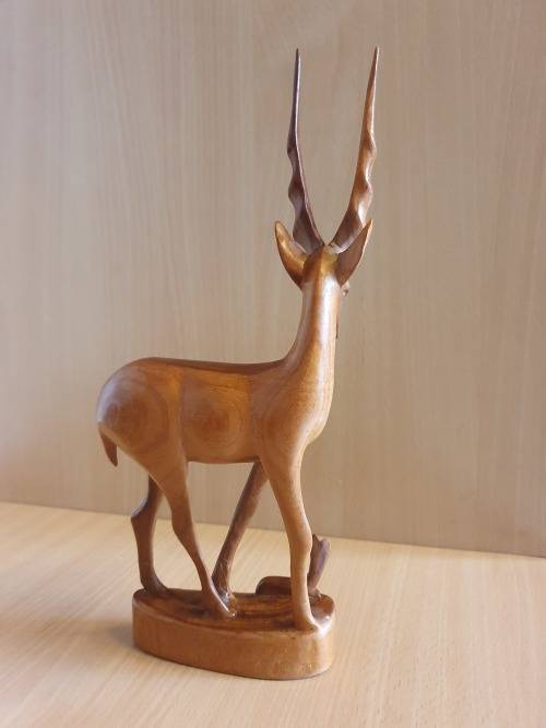 Wooden Impala Mother &  Baby Figurine - height 30cm. width 13cm
