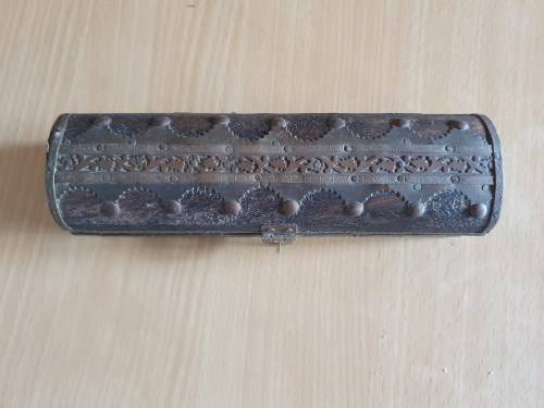 Long Wooden Jewellery Box with Brass Detail (18cm x 6cm height 5cm)