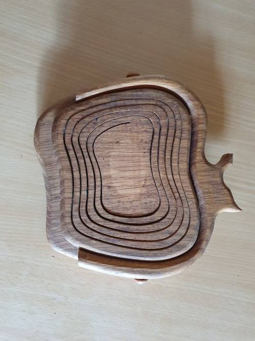 Vintage Wooden Apple Shape Collapsible Bowl
