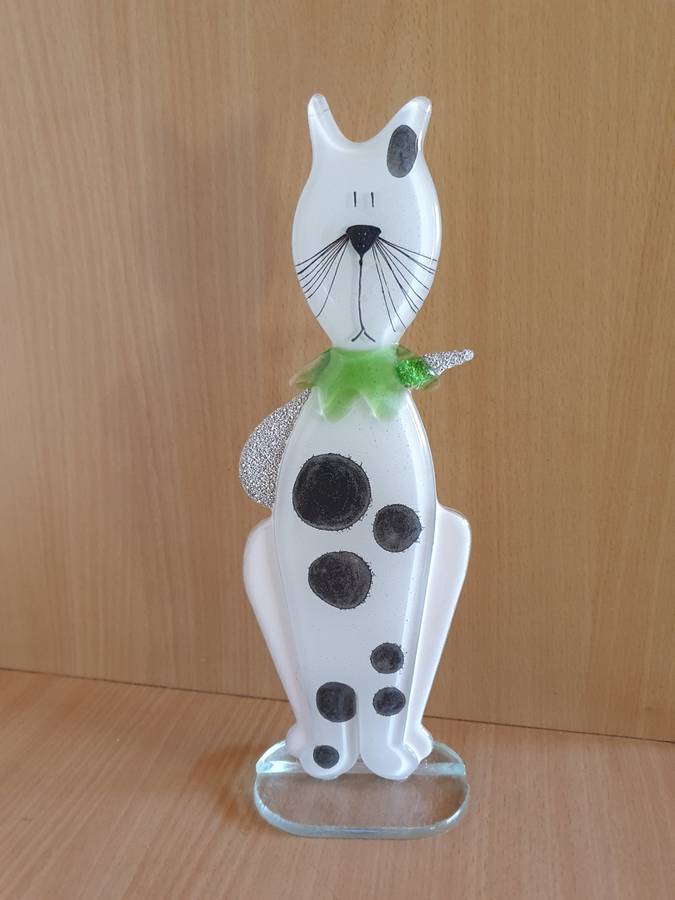 Aneta Pawlowska Free Standing Studio Art Glass Cat Figurine