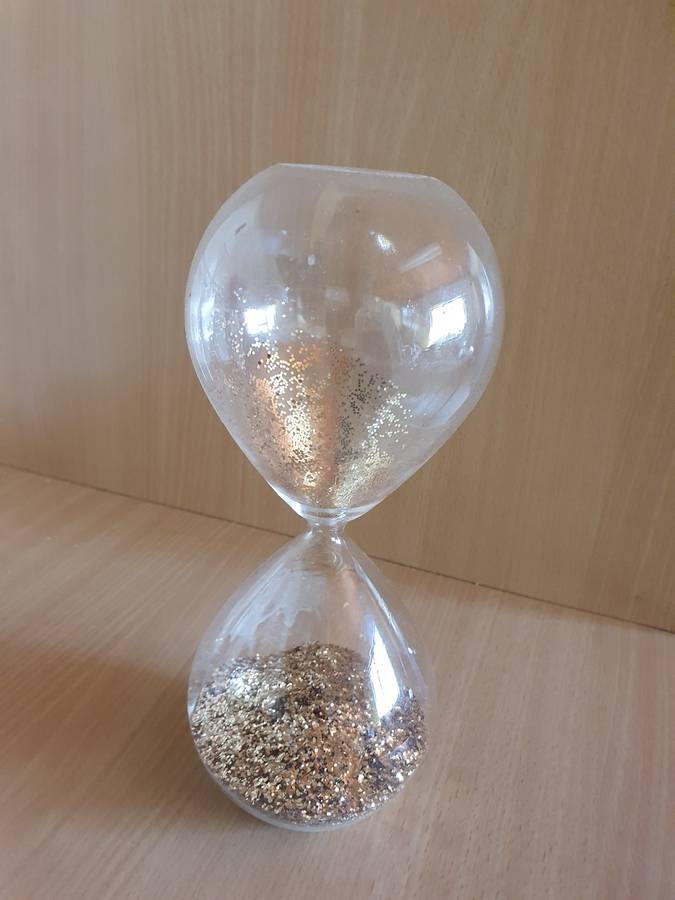Gold Glitter Glass Hourglass