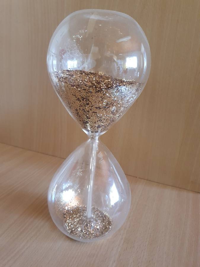 Gold Glitter Glass Hourglass