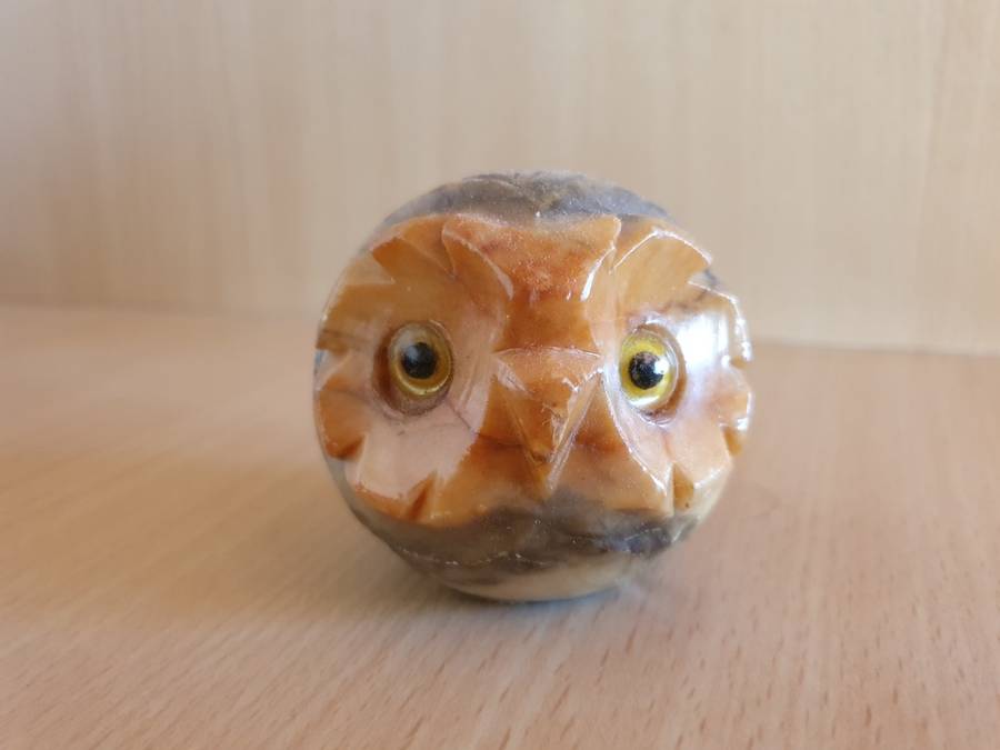 Genuine Alabaster Hand Carved Owl Figurine - 7cm x 6cm (Made in Italy)