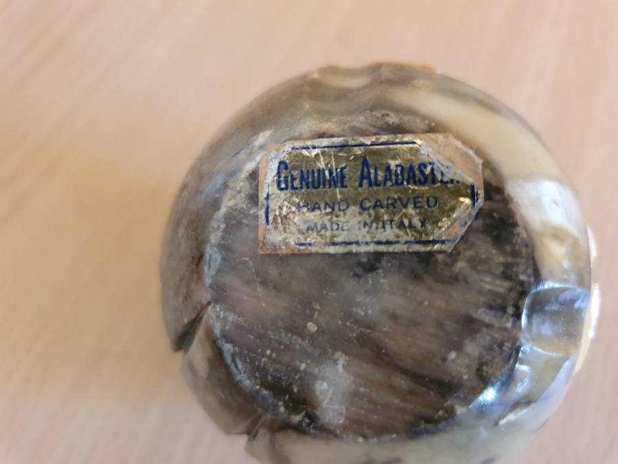 Genuine Alabaster Hand Carved Owl Figurine - 7cm x 6cm (Made in Italy)