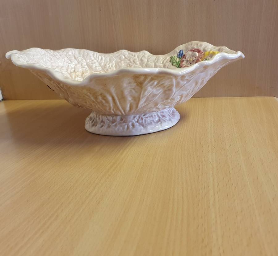Pretty Floral Ceramic Footed Dish (32cm x 24cm height 10cm)