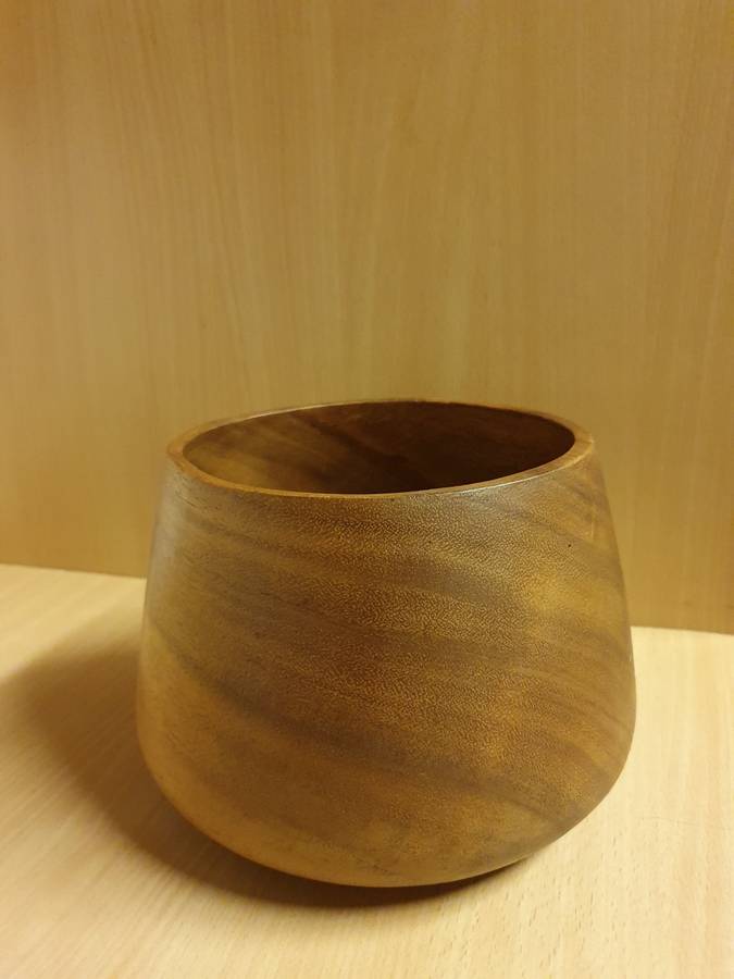Round Wooden Bowl - height 15cm width 17cm