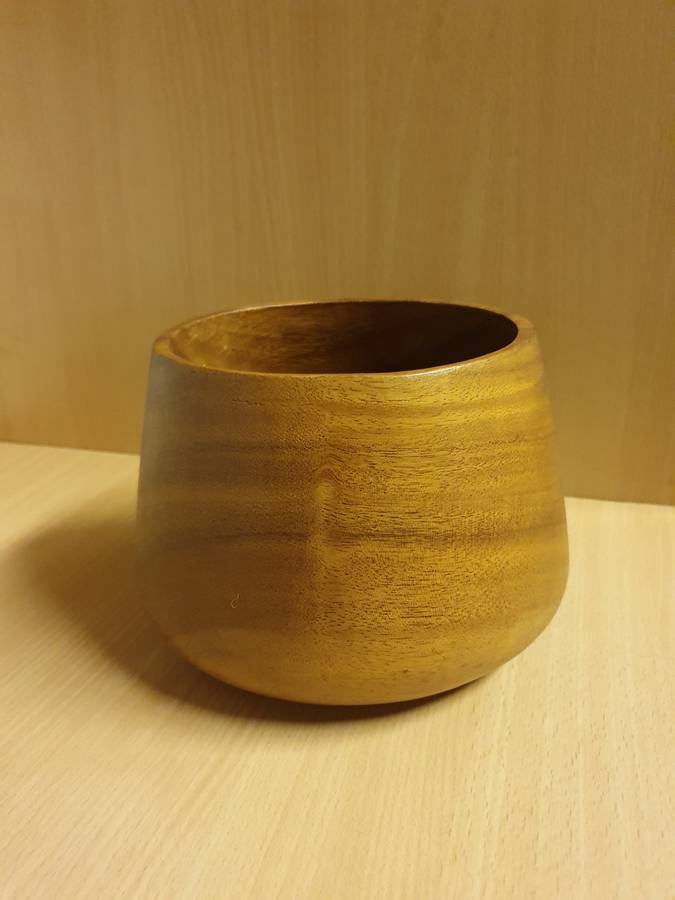 Round Wooden Bowl - height 15cm width 17cm