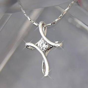 AWESOME 18K GOLD GP CRYSTAL LAB DIAMOND INFINITY CROSS NECKLACE PLUS GIFT BOX          ACE