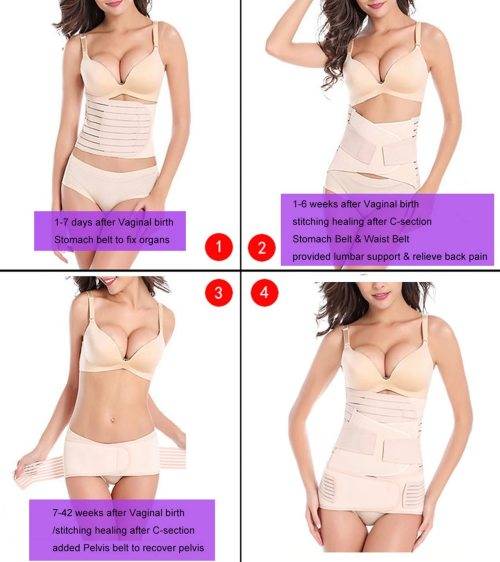 3 in 1 Postpartum Support - Recovery Belly/waist/pelvis Belt Shapewear Slimming Girdle, Beige, One S