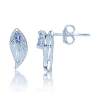 Genuine Tanzanite Sterling Silver925 Leaves Stud Earrings