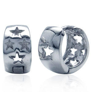 925 Sterling Silver Star Filigree Huggie Earrings