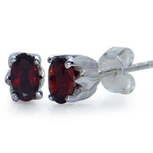 Genuine Garnet Set In Sterling Silver925 Stud Earrings