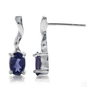 Genuine lolite Sterling Silver 925 Stud Earrings