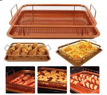 Crispy Baking Tray Set with Metal Basket - Copper