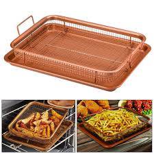 Crispy Baking Tray Set with Metal Basket - Copper