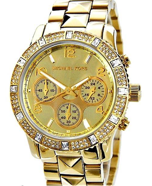 New Ladies Michael Kors Gold-Tone Chronograph Watch