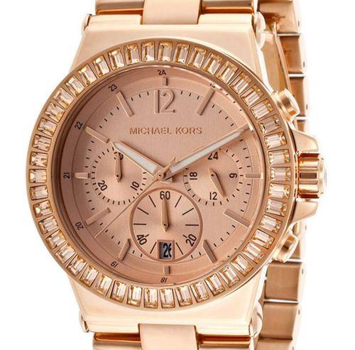 Ladies Michael Kors Dylan Rose-Gold Tone Chronograph Watch