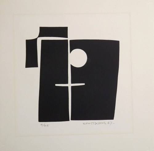 Ernst de Jong. Hand printed silkscreen 1967. Pencil signed and numbered.